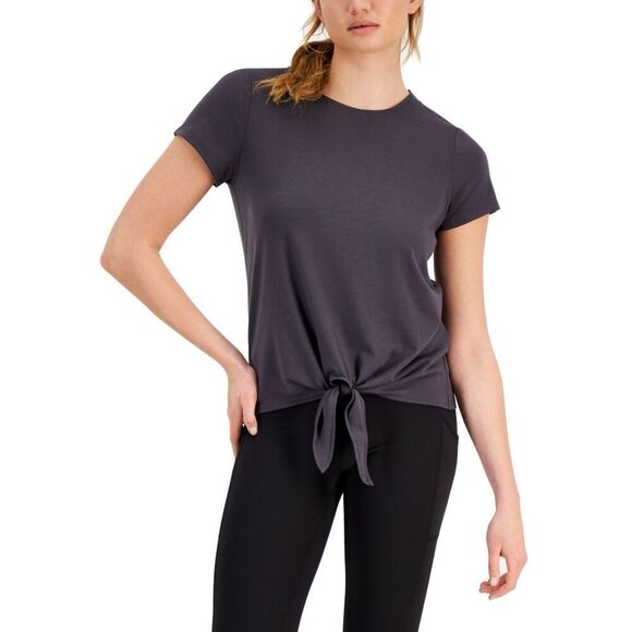 ID Ideology Women S Knot Front T-Shirt Gray Size Small - Picture 1 of 3
